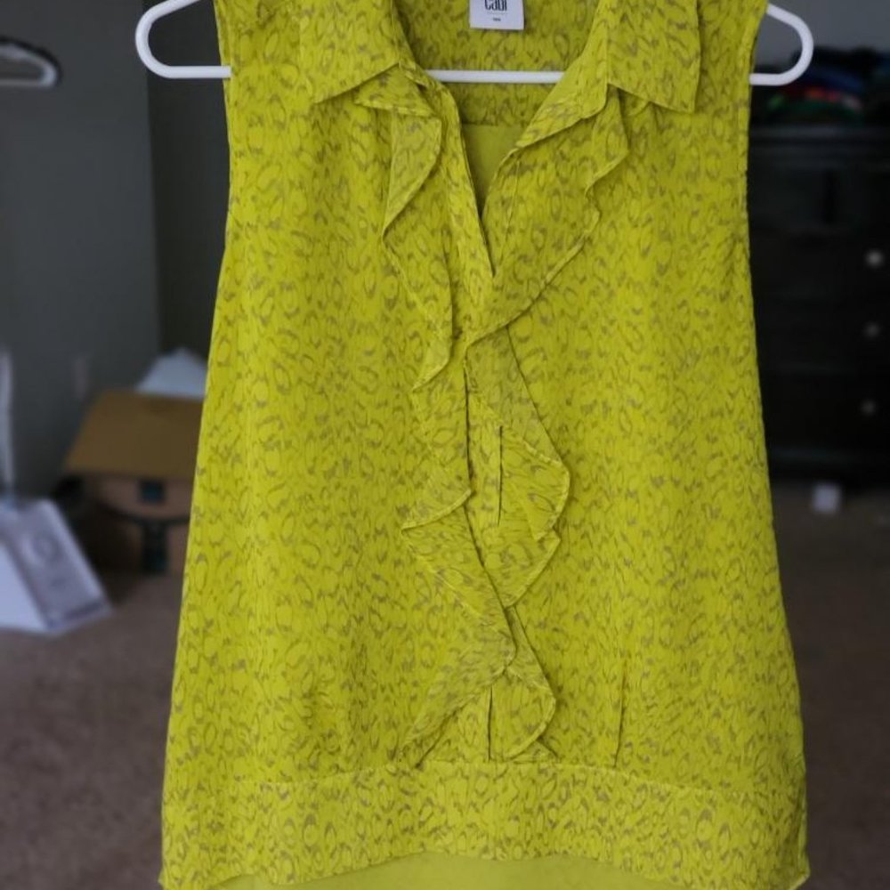 Cabi Reign Ruffle Blouse | Yellow | Small - Picture 3 of 3